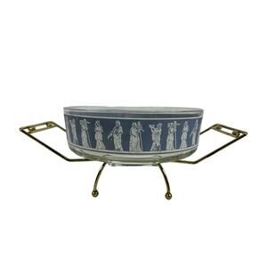 Jeanette Glass MCM Corinthians Wedgewood Greek Chip Bowl w/ Metal Rack